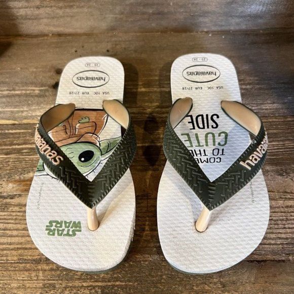 Kids Childrens Havaianas Star‎ Wars Baby Yoda Grogu Sandals Flip Flops Size 10 C - Picture 3 of 6